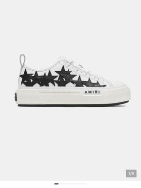 AMIRI White Leather Sneakers with Black Star Appliqués